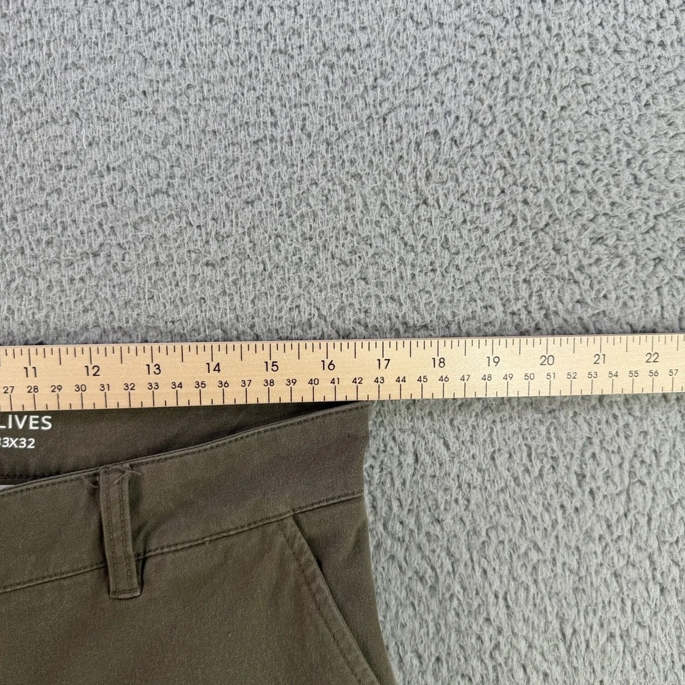 Mugsy Chino Pants Mens 33x32 Olive Green Olives Stretch Slim Fit K6PNOL